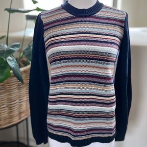 Orvis Fair Isle Sweater - Navy & Multi-Color Stripe, Size Small